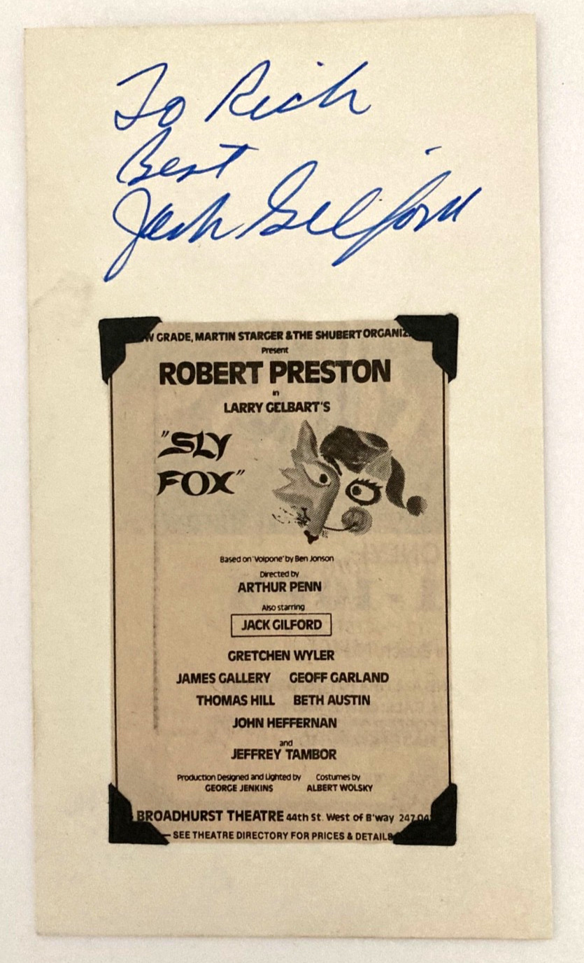 SIGNED Jack Gilford 5x8\ SIGNED Jack Gilford 5x8\