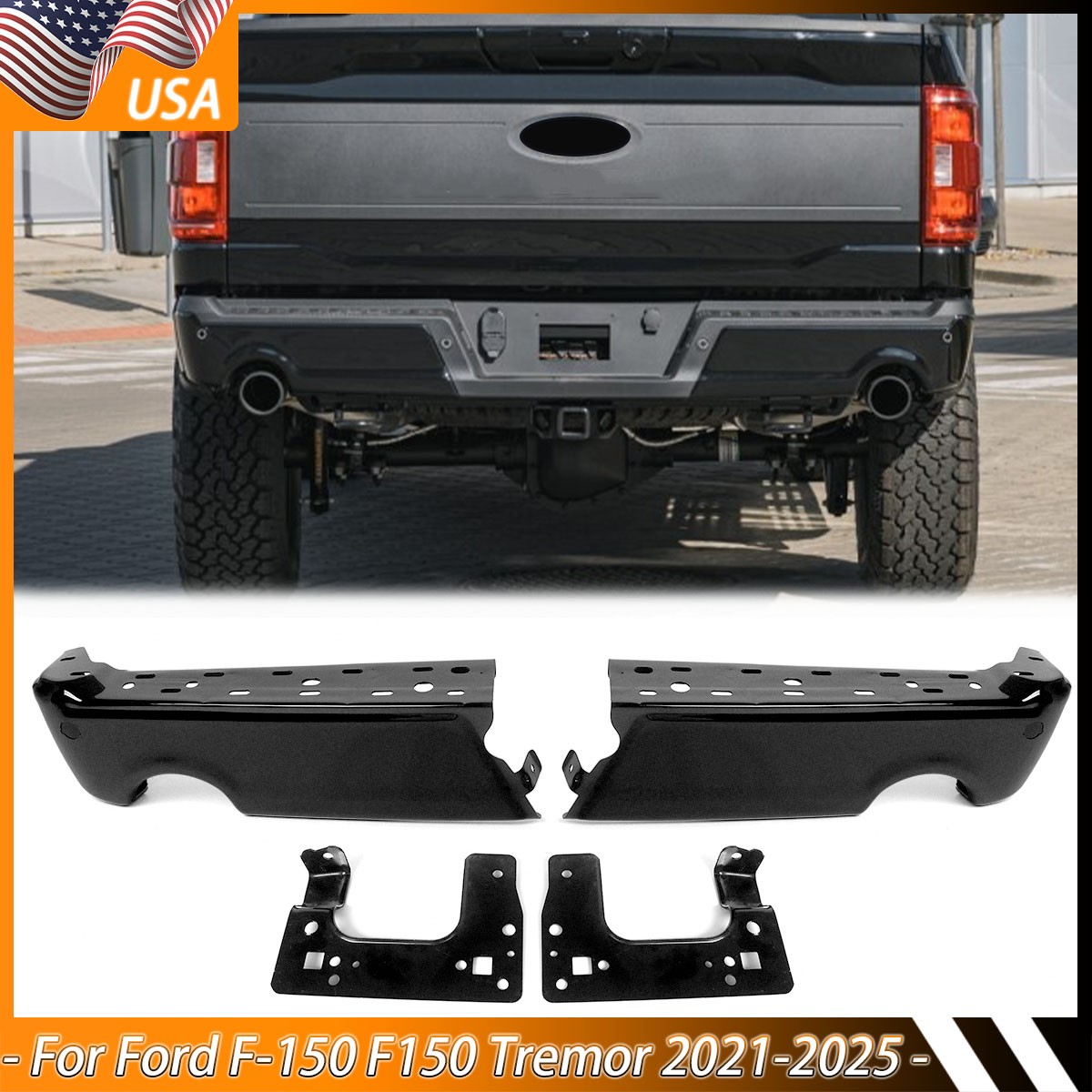 Agate Black Rear Step Bumper End Cap For Ford F-150 F150 Tremor 2021-2025 NEW Agate Black Rear Step Bumper End Cap For Ford F-150 F150 Tremor 2021-2025 NEW