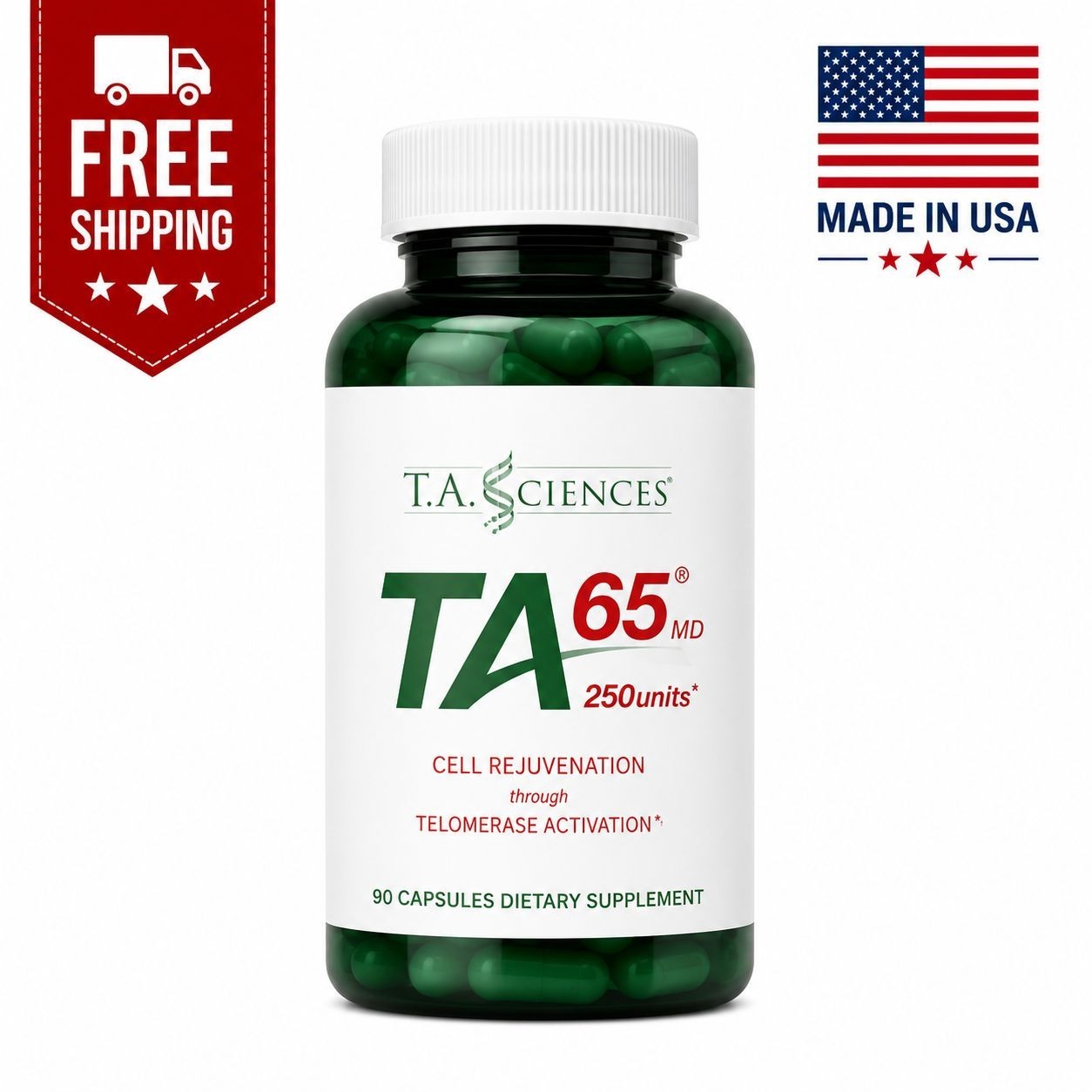 TA-65MD Telomere Health Supplement – 90 Capsules, DNA Repair & Anti-Aging