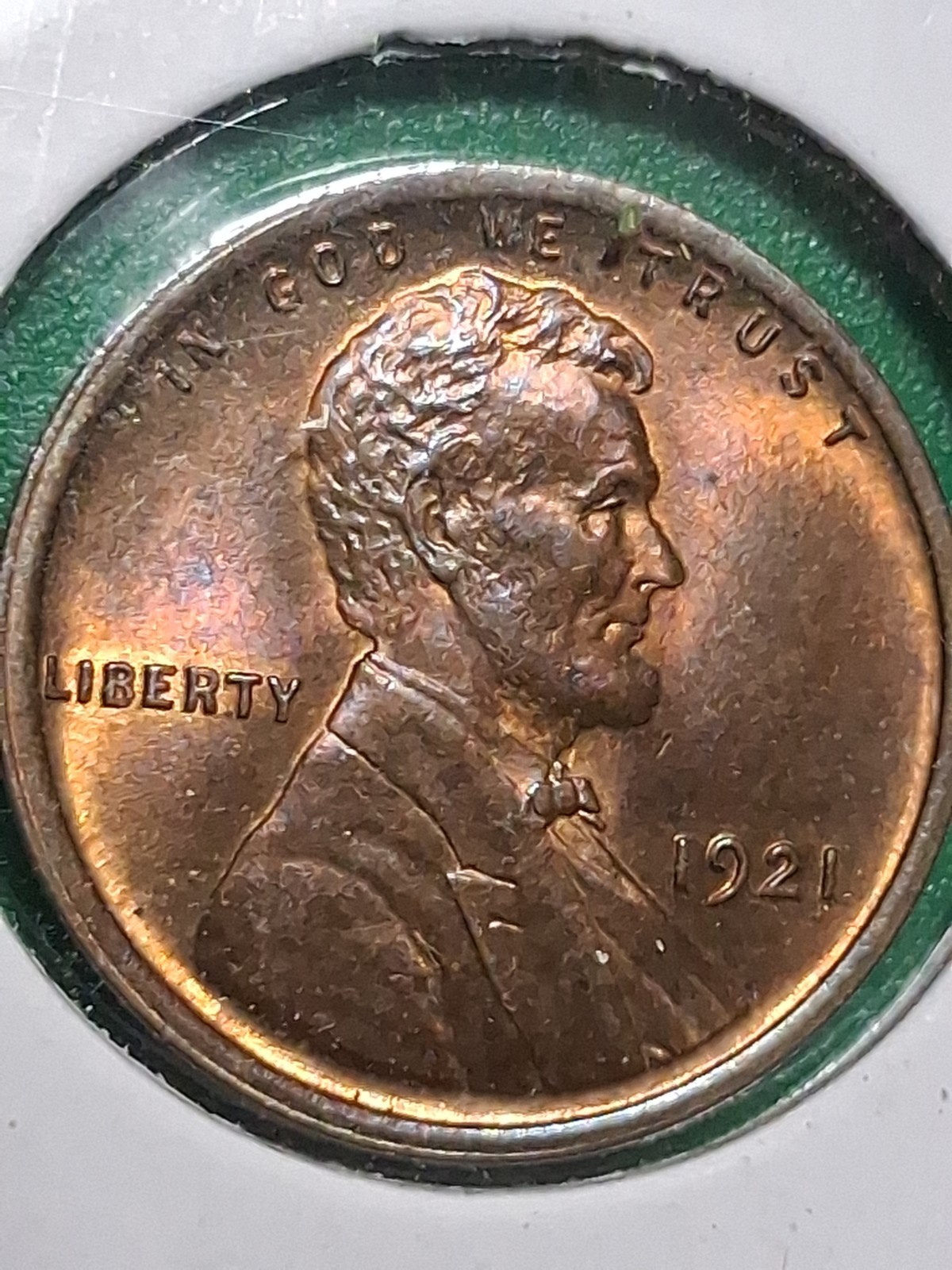 1921-P LINCOLN CENT. MS/ BU/ RED. PRISTINE. COLLECTORS CHOICE.