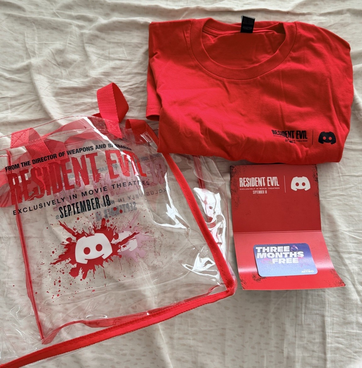 SDCC 2026 Resident Evil Bag Nitro Discord Activation Exclusive RED Shirt RARE SDCC 2026 Resident Evil Bag Nitro Discord Activation Exclusive RED Shirt RARE