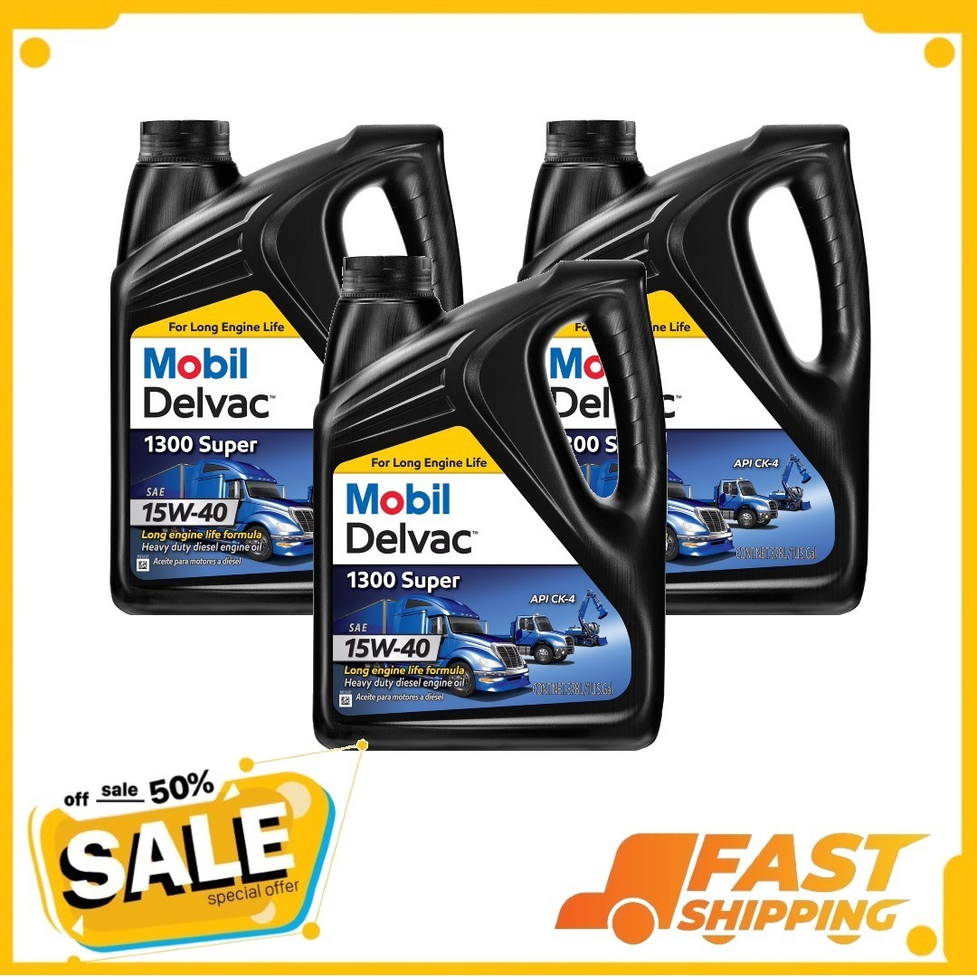 (3 pack) Mobil Delvac 1300 Super Heavy Duty Premium Synthetic Blend 15W-40, 1Gal (3 pack) Mobil Delvac 1300 Super Heavy Duty Premium Synthetic Blend 15W-40, 1Gal