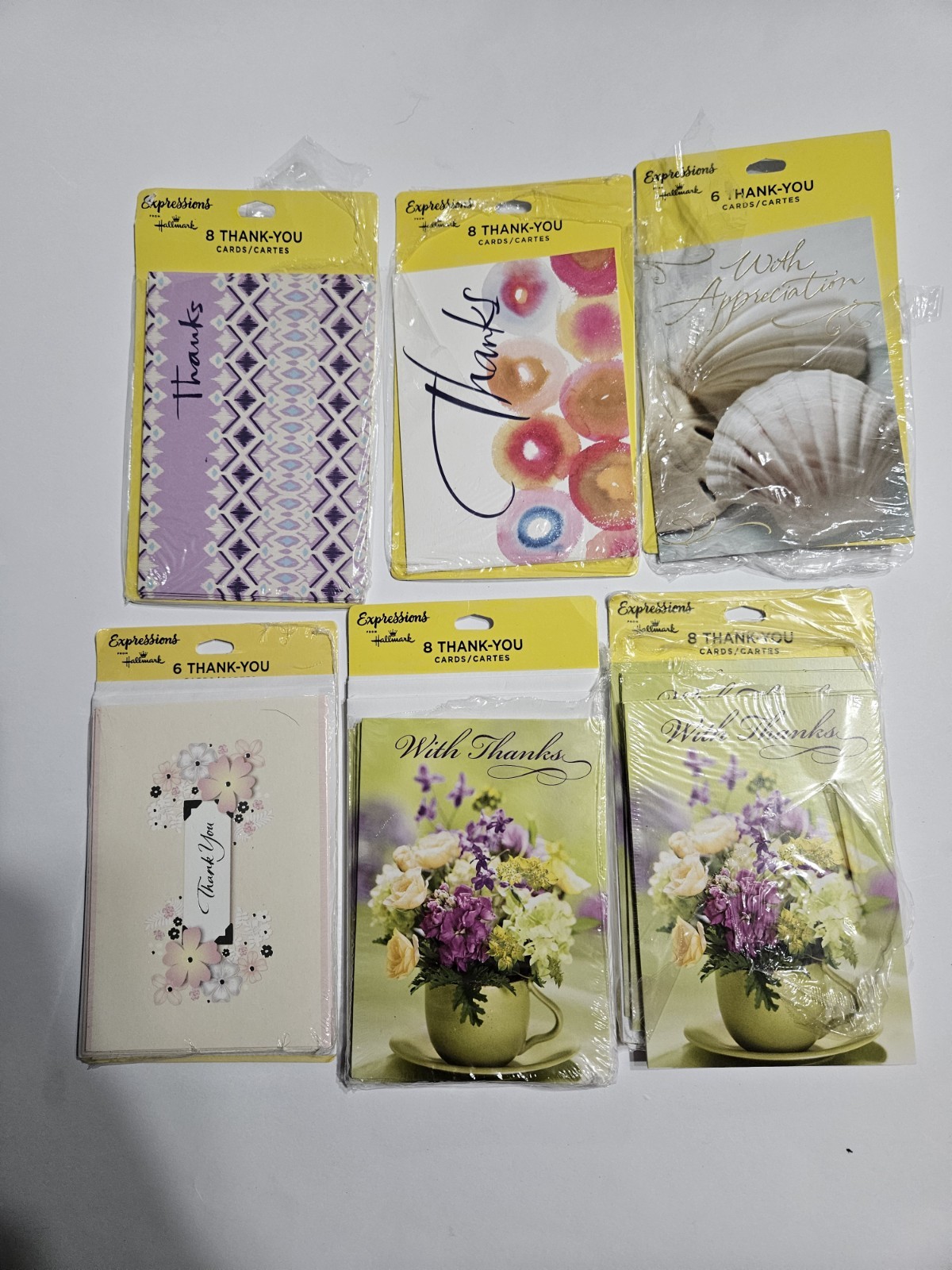 Lot Of 27 - Vintage Hallmark Expressions Thank You Cards with Envelopes 6 Packs 