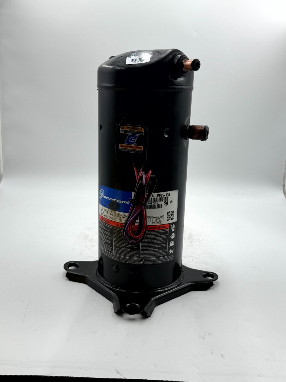 Copeland ZR38KA-PFV-130 Scroll Compressor 3-Ton 208-230V 1PH 60Hz 38000 BTU R-22
