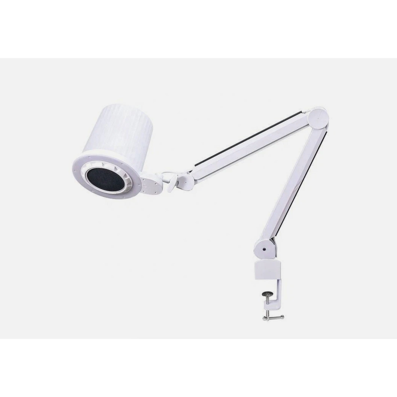 Professional Nail Dust Collector Vacuum with LED Ring Light Adjustable Arm White