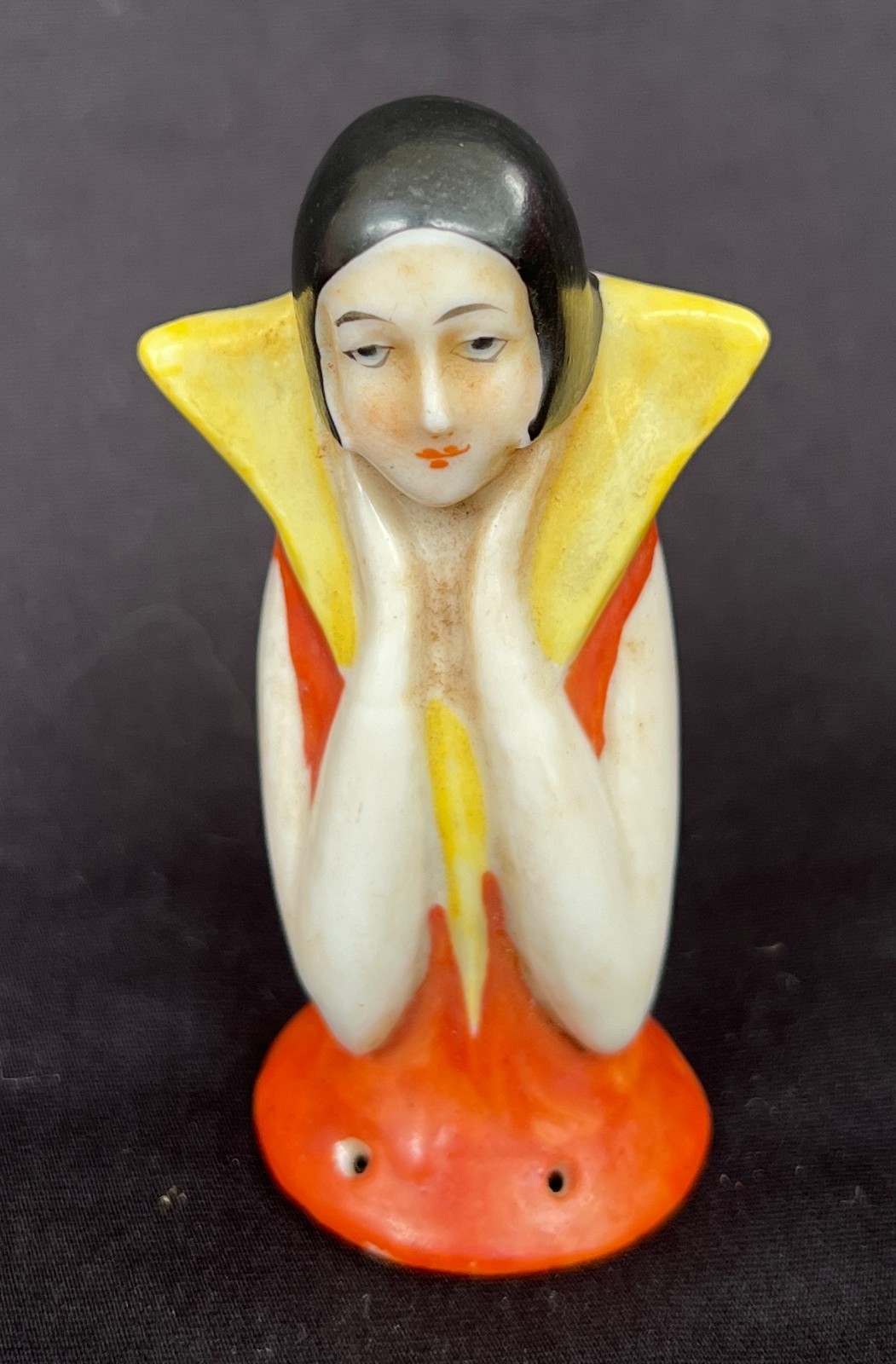 Antique German Art Deco Flapper Perfume Bottle Stopper Figure c1920s Bisque Antique German Art Deco Flapper Perfume Bottle Stopper Figure c1920s Bisque