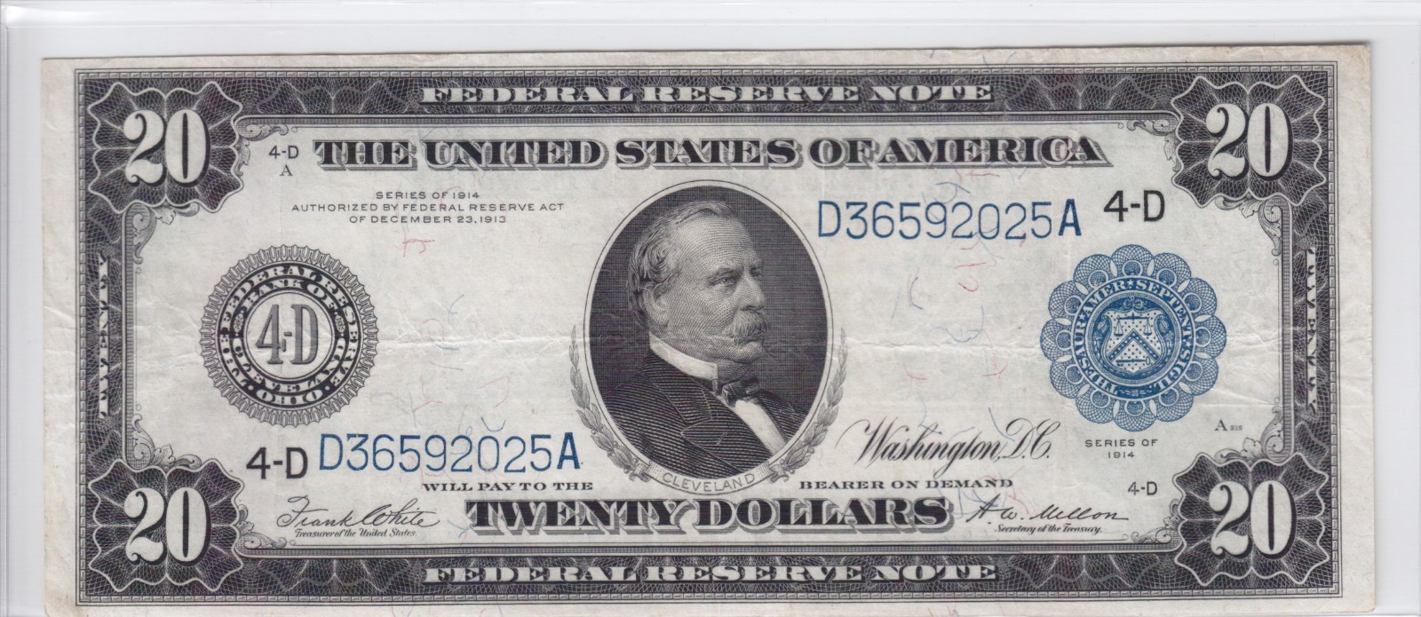 1914 $20 Federal Reserve Note Cleveland OH FR#979A D36592025A 1914 $20 Federal Reserve Note Cleveland OH FR#979A D36592025A