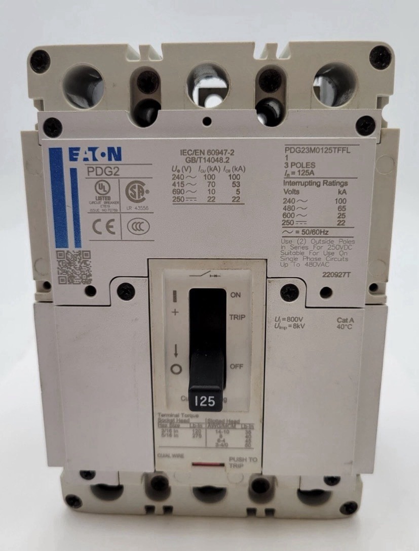 Eaton PDG23M0125TFFL Bolt-On Circuit Breaker 125A 3 Pole 600V PDG2 New Take-Off
