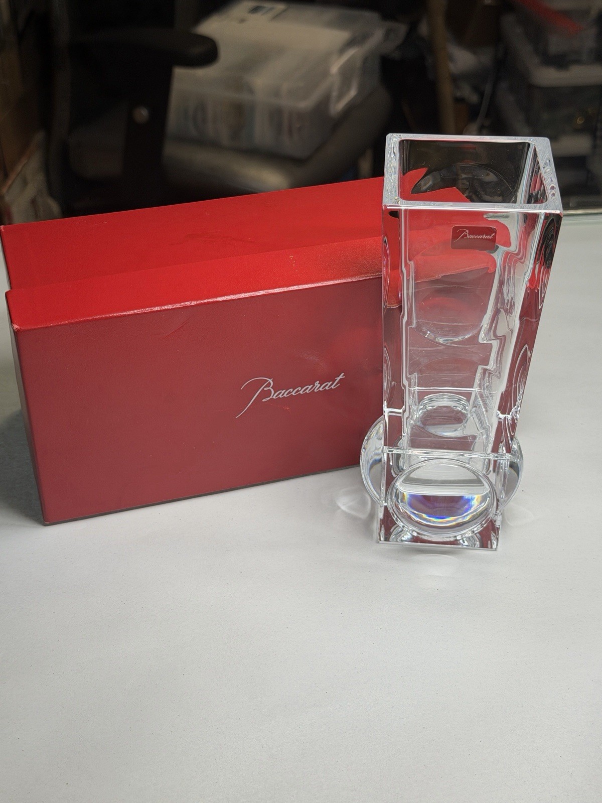 NIB FLAWLESS Exceptional BACCARAT Thomas Bastide GEODE Crystal FLOWER VASE 7”