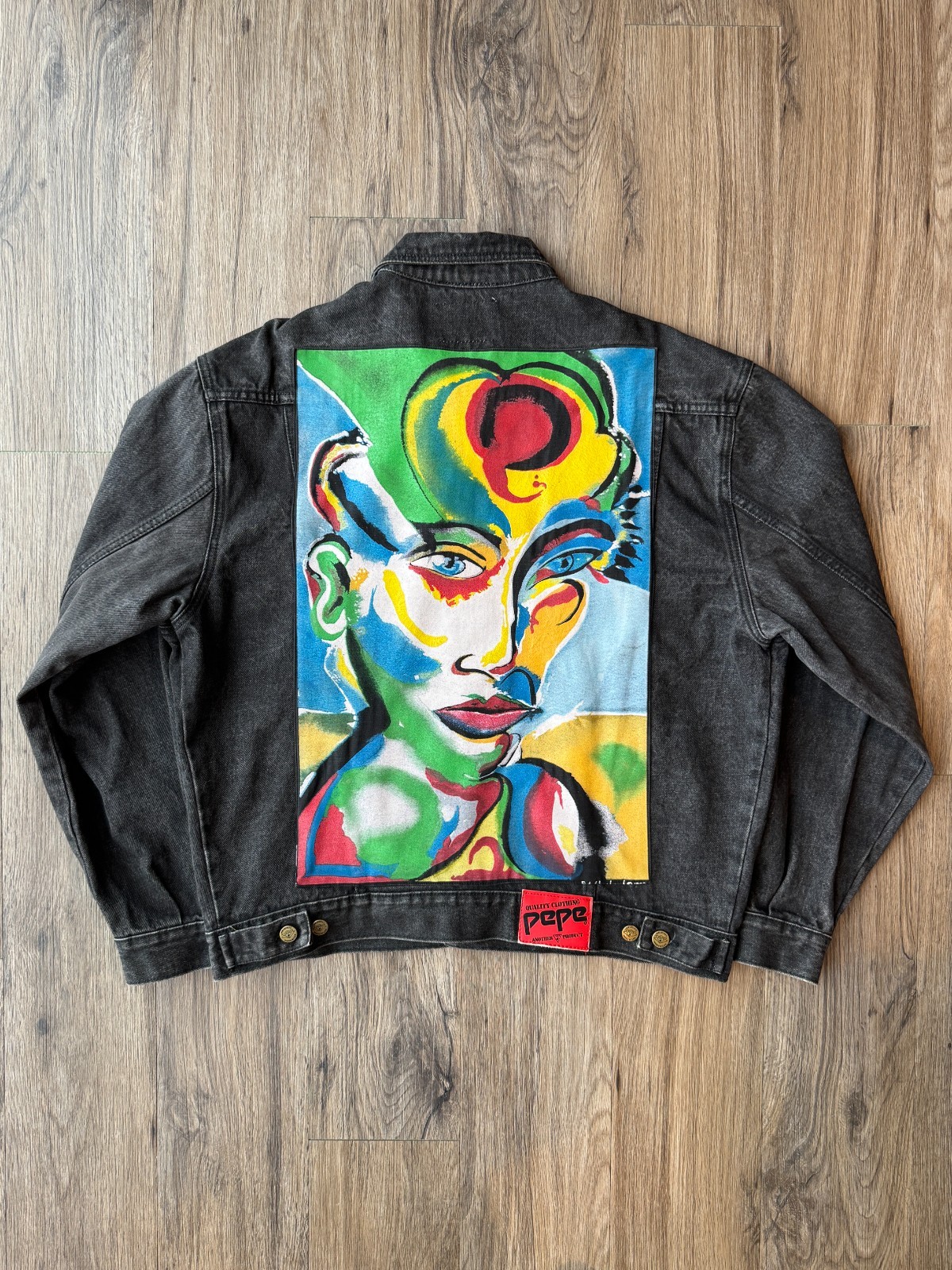 Vintage Pepe Denim Jacket Reworked 1988 Artwear Rob Shepherd Vintage Pepe Denim Jacket Reworked 1988 Artwear Rob Shepherd