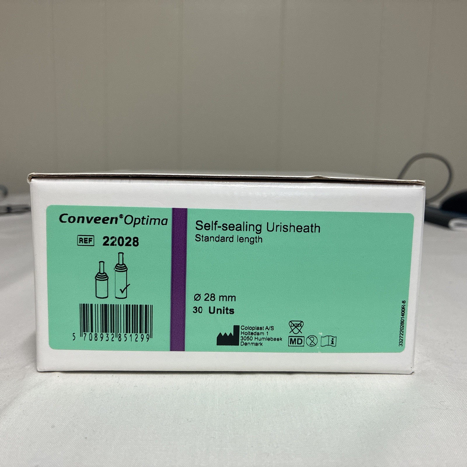 Conveen Optima Self-Sealing Standard Length Urisheath 28mm (BOX/30) REF 22028 Conveen Optima Self-Sealing Standard Length Urisheath 28mm (BOX/30) REF 22028