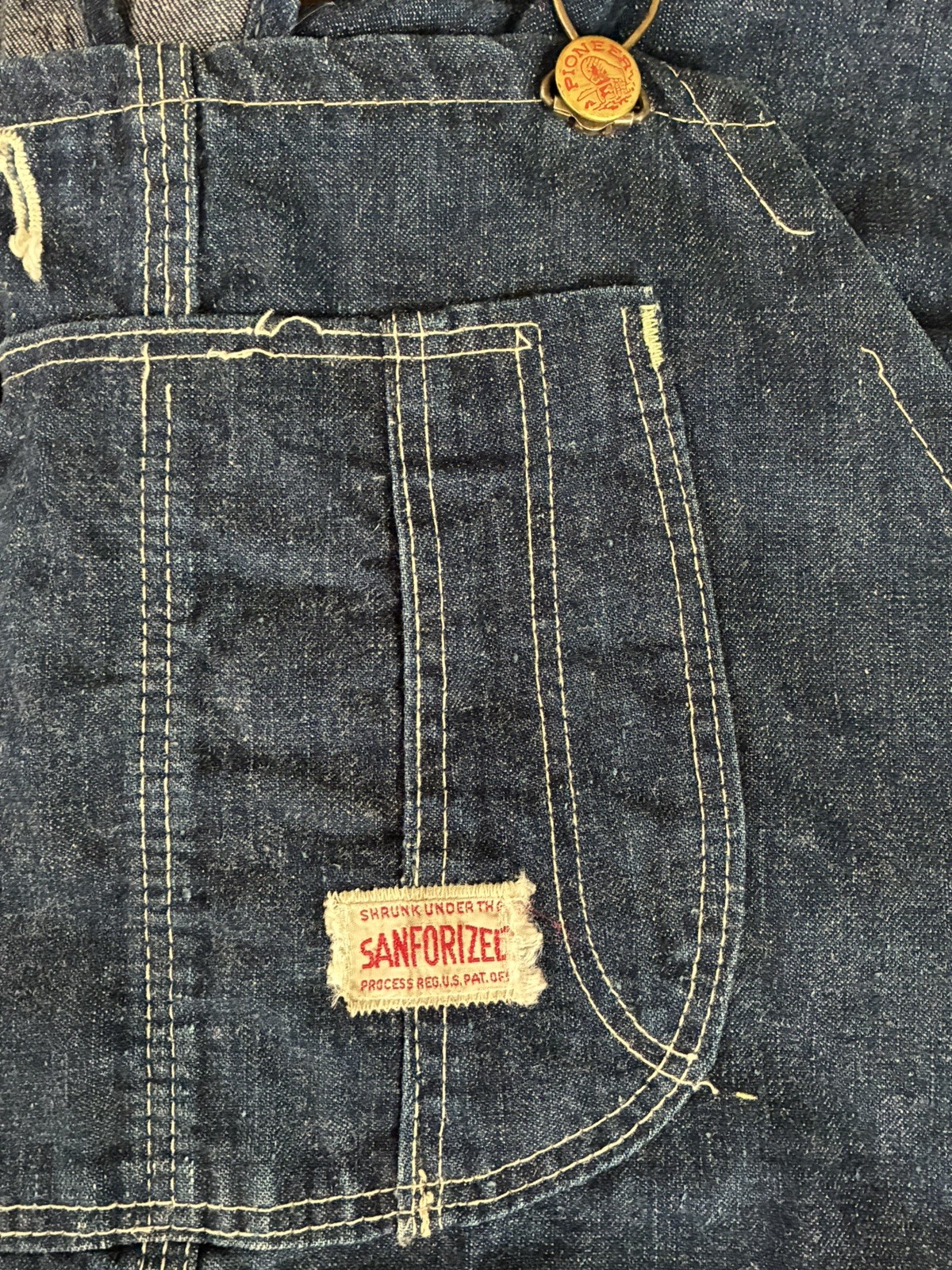 VTG 1940s Pioneer Montgomery Ward Sanforized Denim Overalls Workwear 38 Large VTG 1940s Pioneer Montgomery Ward Sanforized Denim Overalls Workwear 38 Large