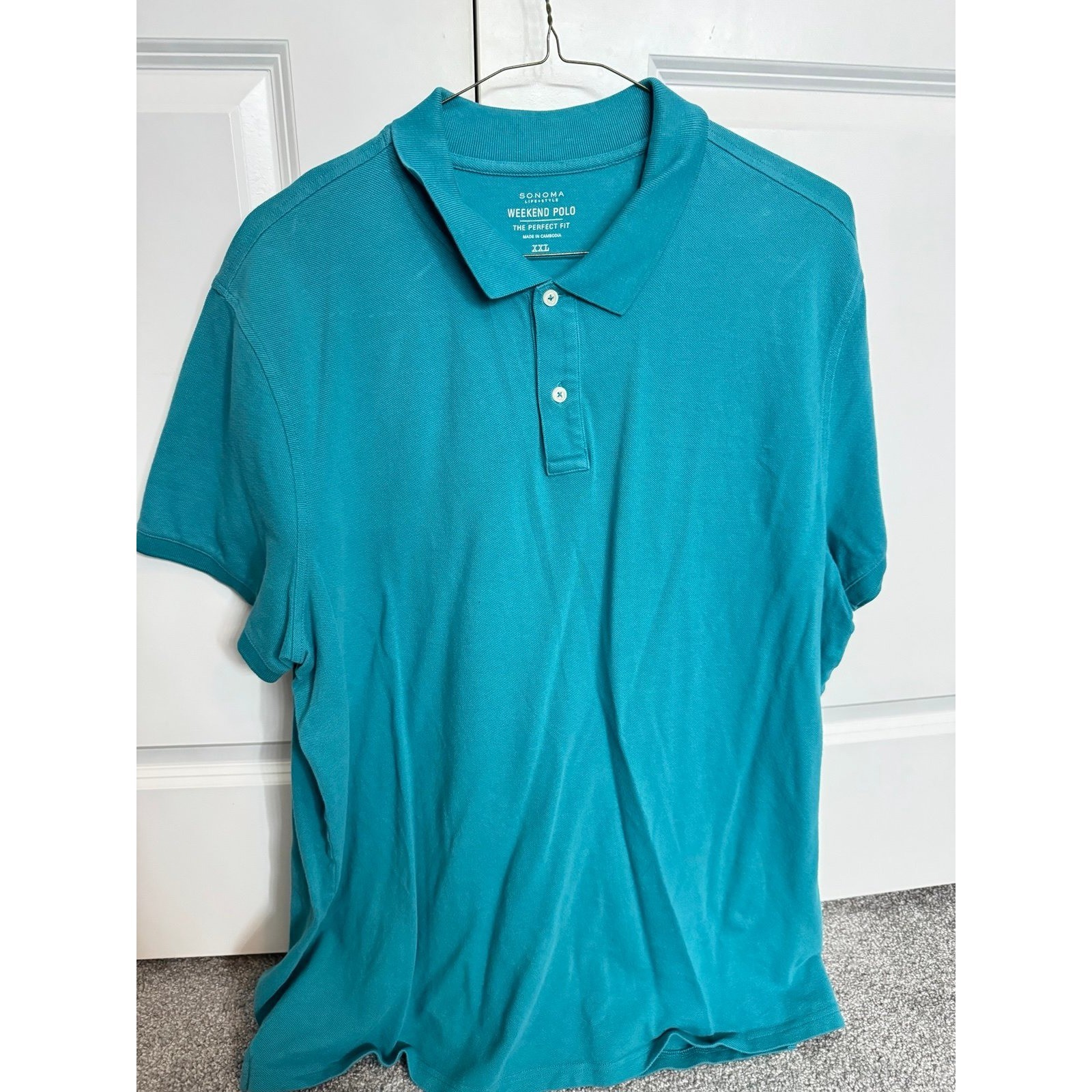 Sonoma Goods for Life Weekend Polo Shirt Mens XXL Teal Short Sleeve Collared