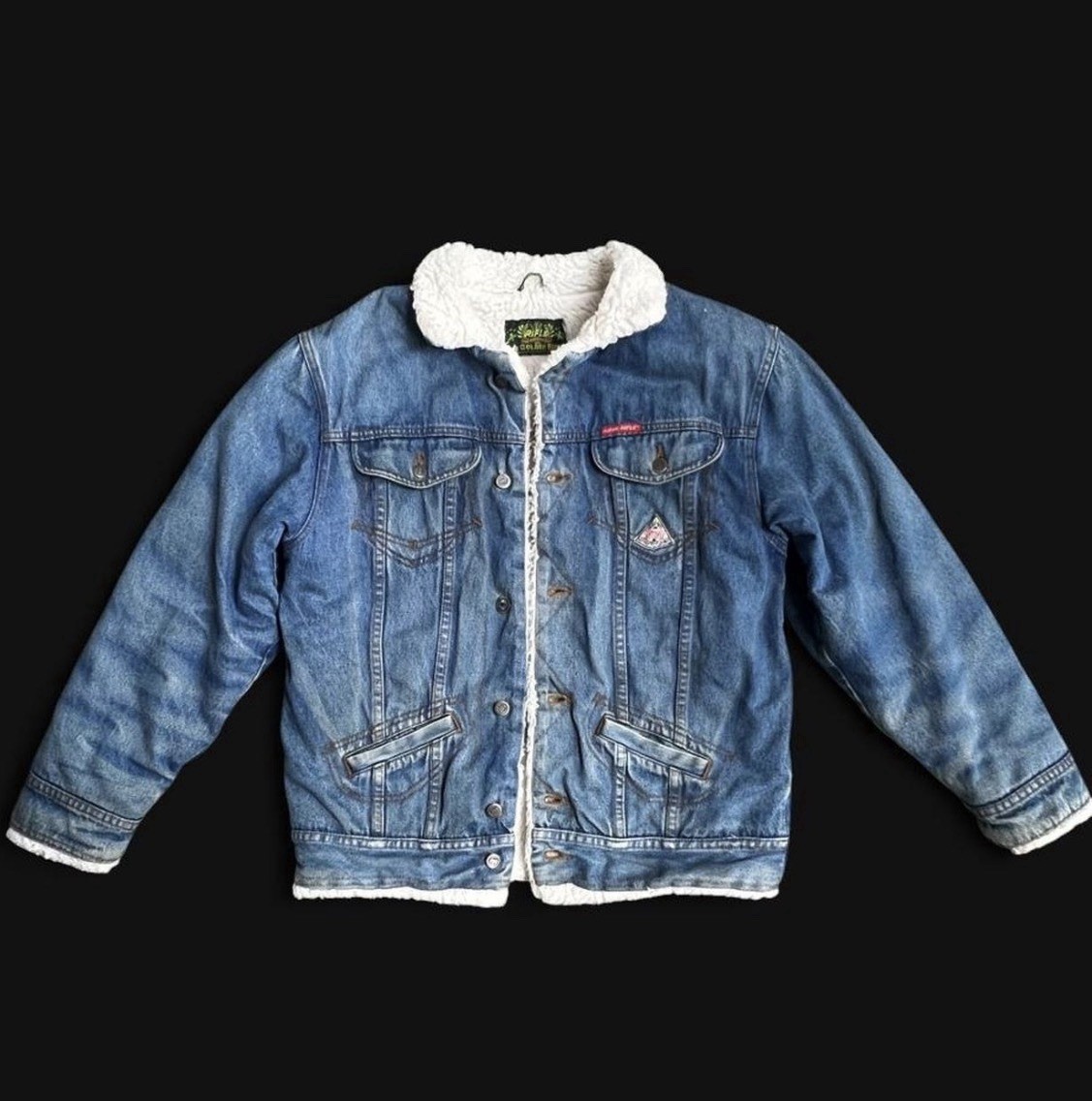 Vintage 1980’s distressed Rifle Golden Rifle Sherpa lined denim jacket men’s M/L Vintage 1980’s distressed Rifle Golden Rifle Sherpa lined denim jacket men’s M/L