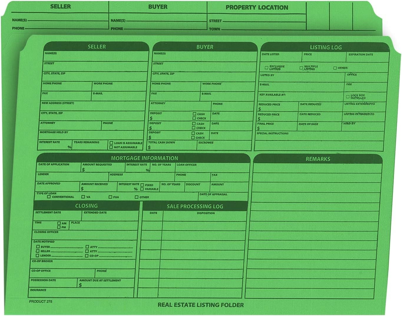 Real Estate Listing Folder - Right Panel List, Pre-Printed on Durable Card Stock