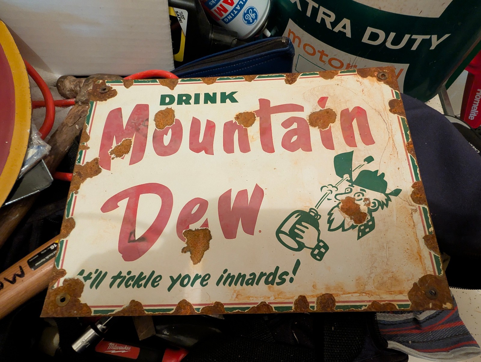 Vintage Mountain Dew Sign Yahooo Hillbilly Soda Gas Station Porcelain Sign 12x9 Vintage Mountain Dew Sign Yahooo Hillbilly Soda Gas Station Porcelain Sign 12x9