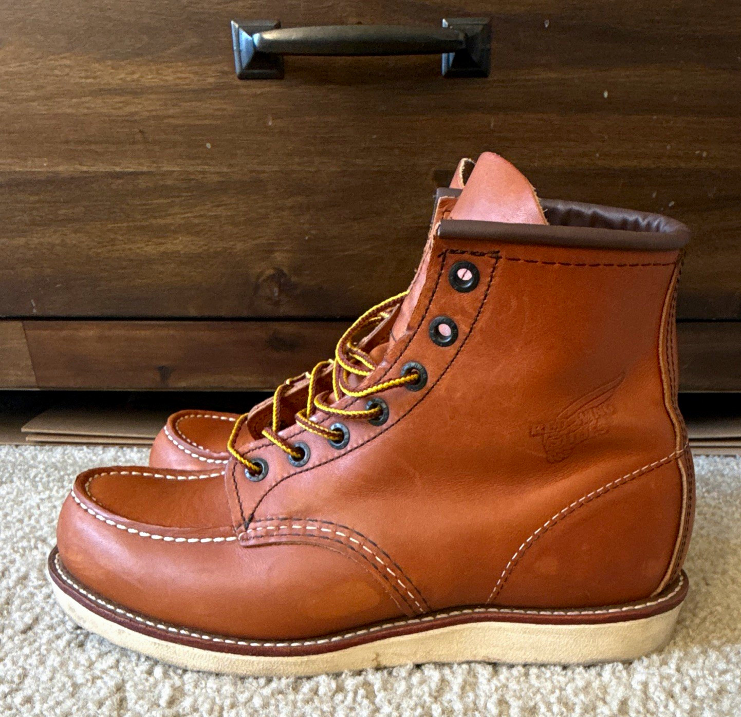 Red Wing Men\'s Brown Leather Work Boots Moc Toe US 8