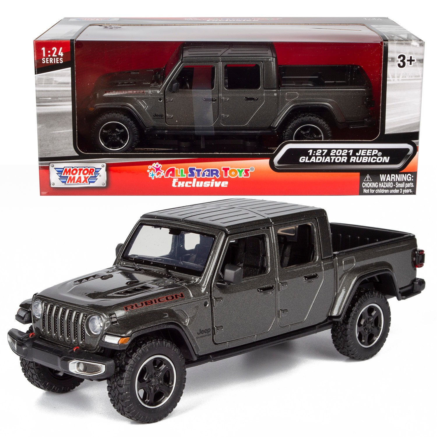 MOTORMAX 1:27 2021 JEEP GLADIATOR RUBICON Granite Dark Grey 79368 AST Exclusive MOTORMAX 1:27 2021 JEEP GLADIATOR RUBICON Granite Dark Grey 79368 AST Exclusive