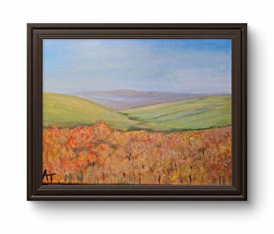 AT Signed Impressionist Fall Landscape Nature Painting on Canvas AT Signed Impressionist Fall Landscape Nature Painting on Canvas