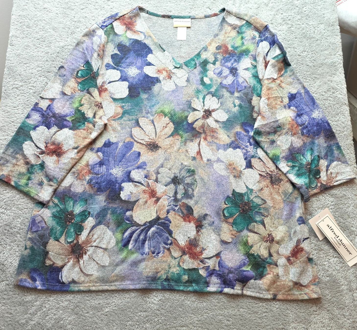 Alfred Dunner Blouse Women\'s Sz 2X Floral Boho French Quarter Top Pockets NWT Alfred Dunner Blouse Women\'s Sz 2X Floral Boho French Quarter Top Pockets NWT