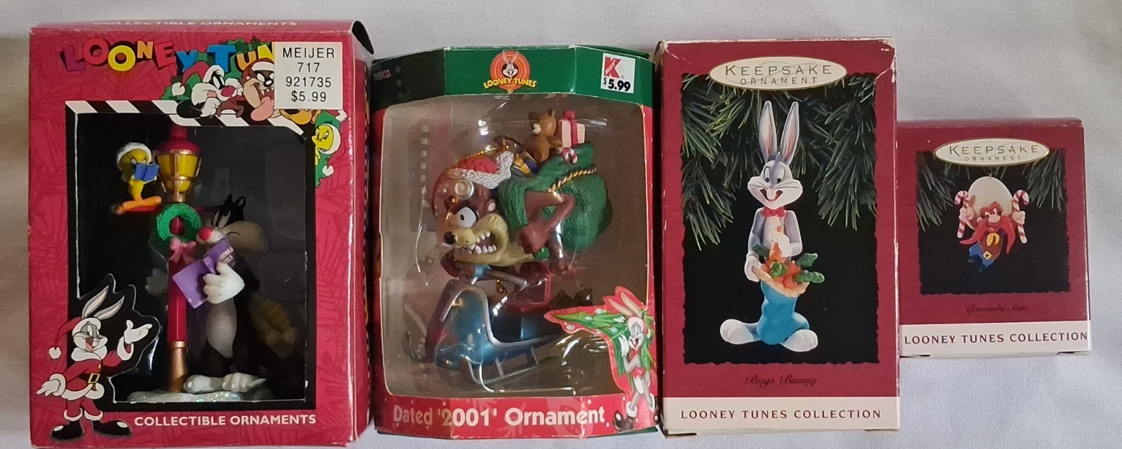 Vintage Looney Tunes Ornament Lot Hallmark Bugs Bunny Yosemite Sam Taz Tweety