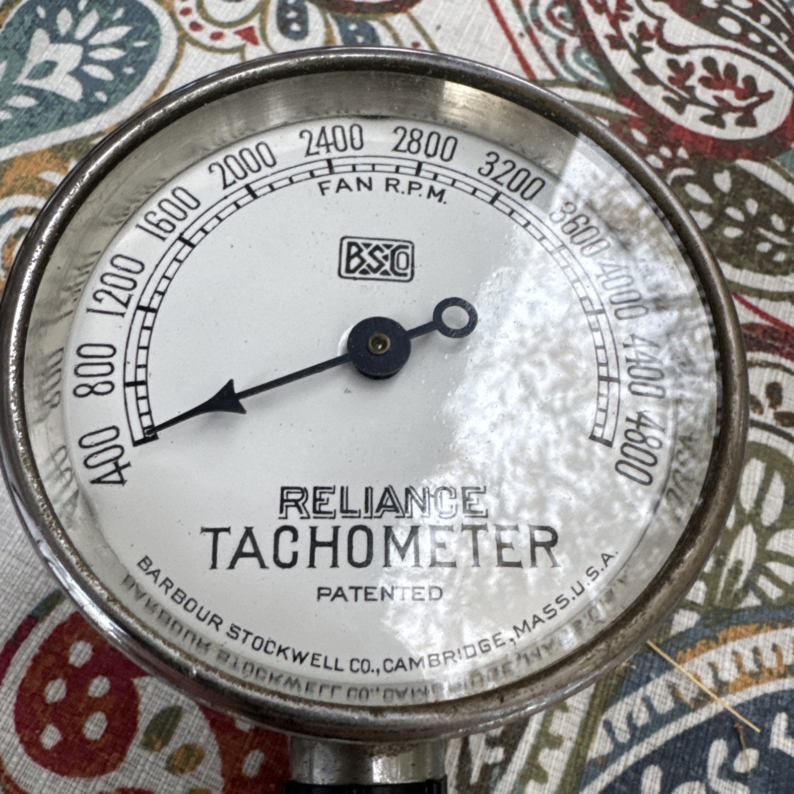 Antique Barbour Stockwell Chrome Reliance Tachometer Yacht Boat Fan Rpm 4800