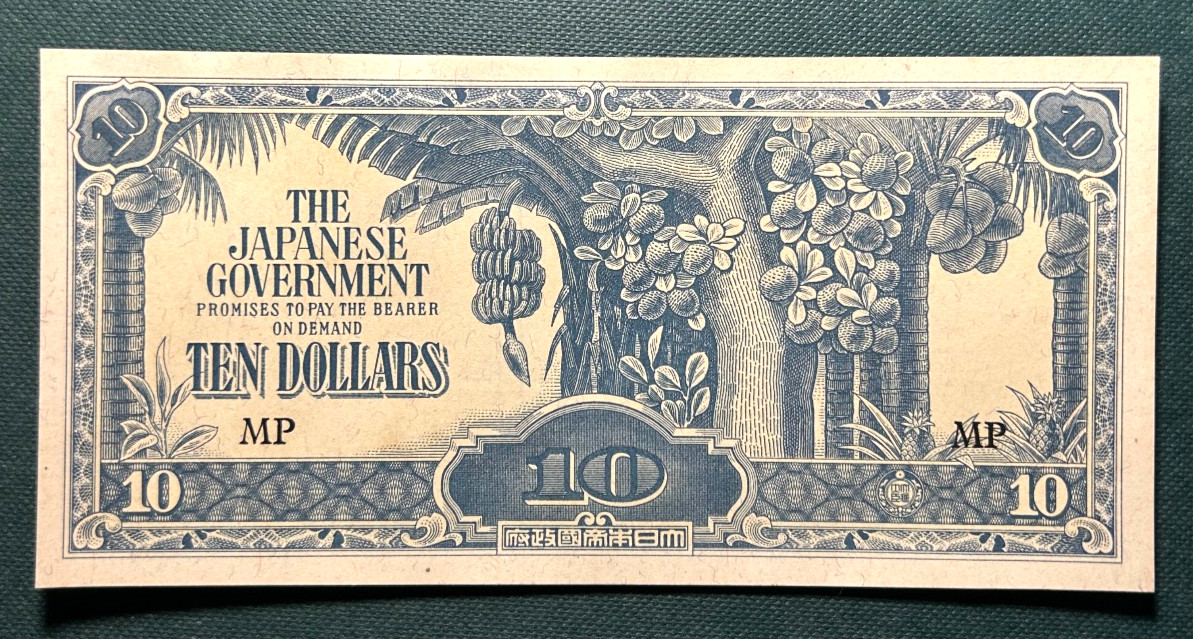 BRITISH - MALAYA  JAPANESE OCCUPATION  WWII  1944  10 DOLLARS M-7c 