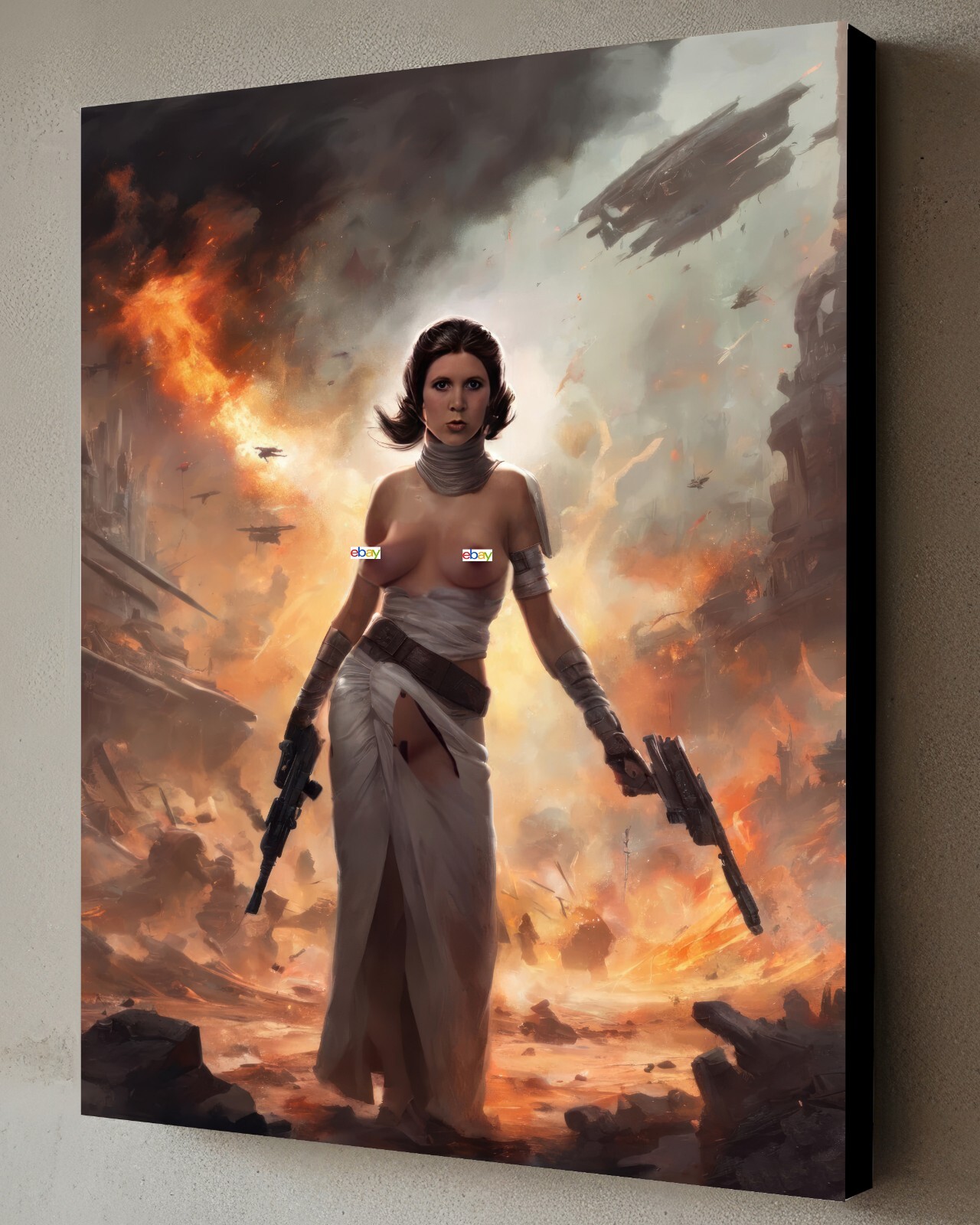 Princess Leia Star Wars  Painting w/COA - Framed Canvas 40X30cm Sold Out