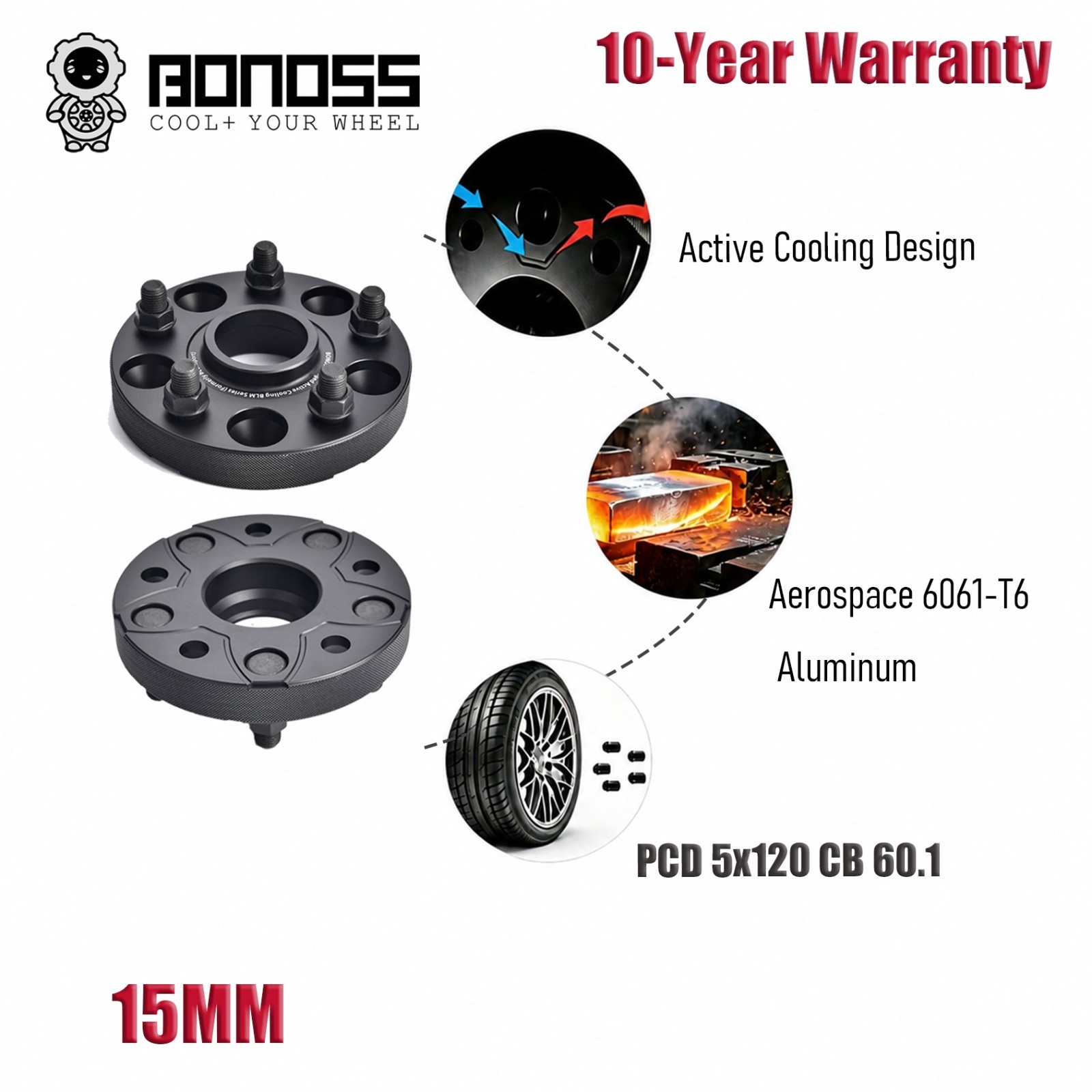 BONOSS 15mm Wheel Spacers for Lexus LC500 LC500h LS500 LS500h (2pc) 5x120