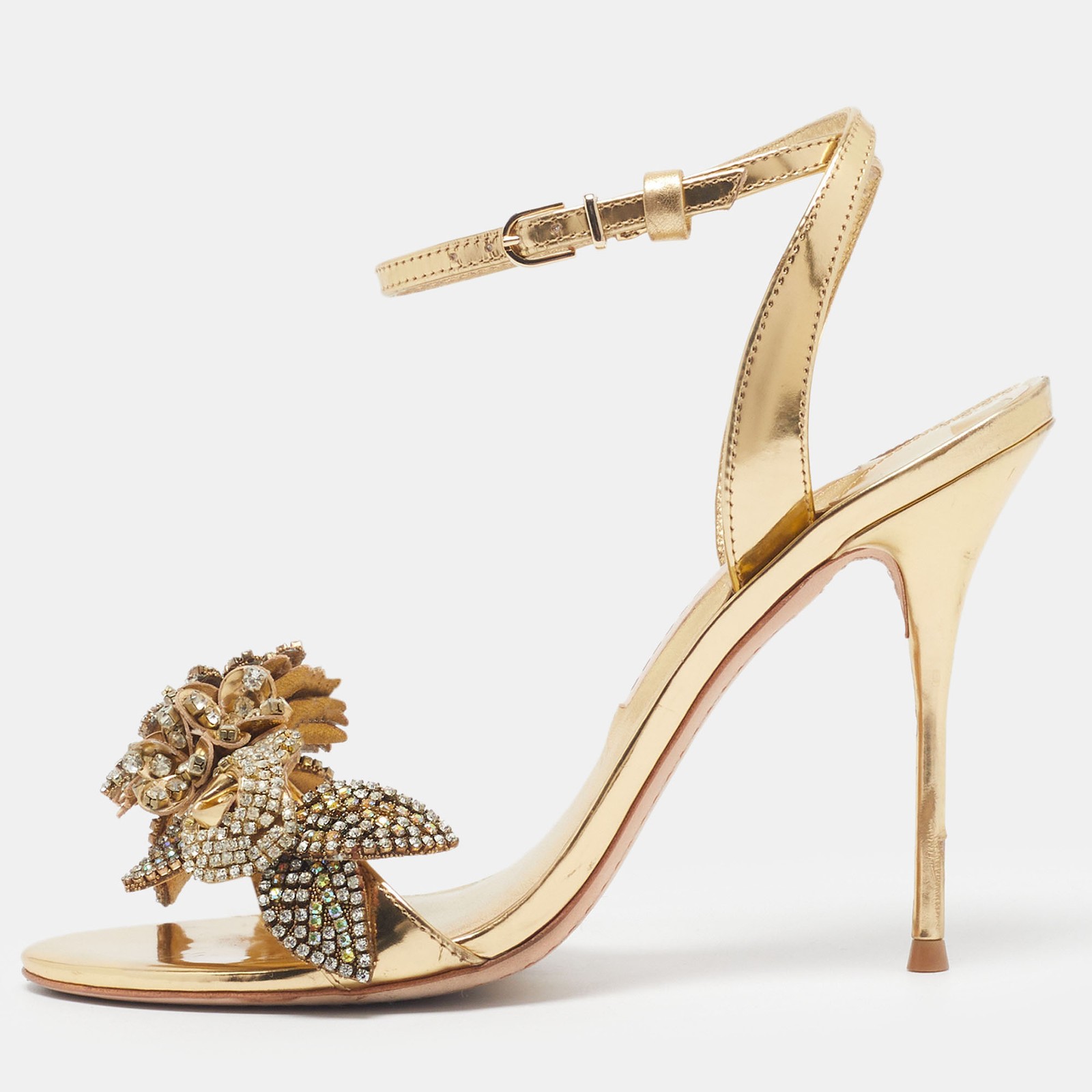 Sophia Webster Lilico Size 38.5 Gold Leather Ankle Strap Sandals