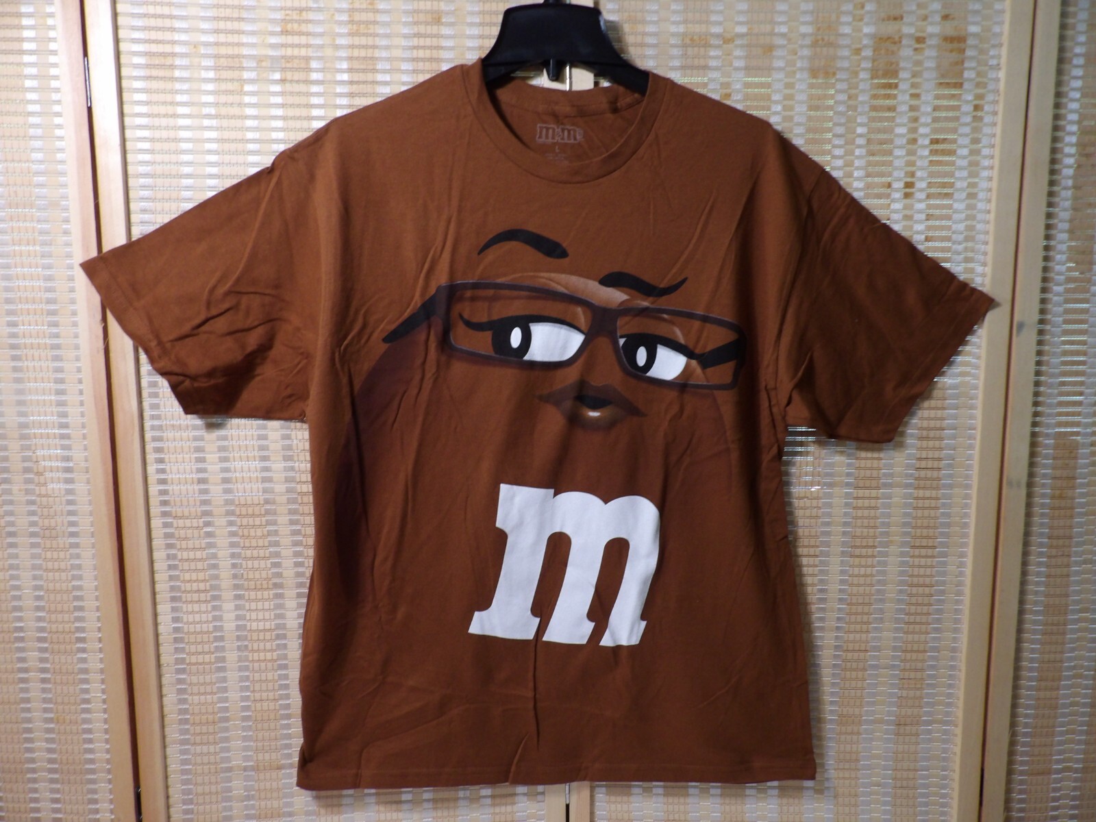 Adult Unisex Brown Large M&M\'s Face Short Sleeve T-Shirt