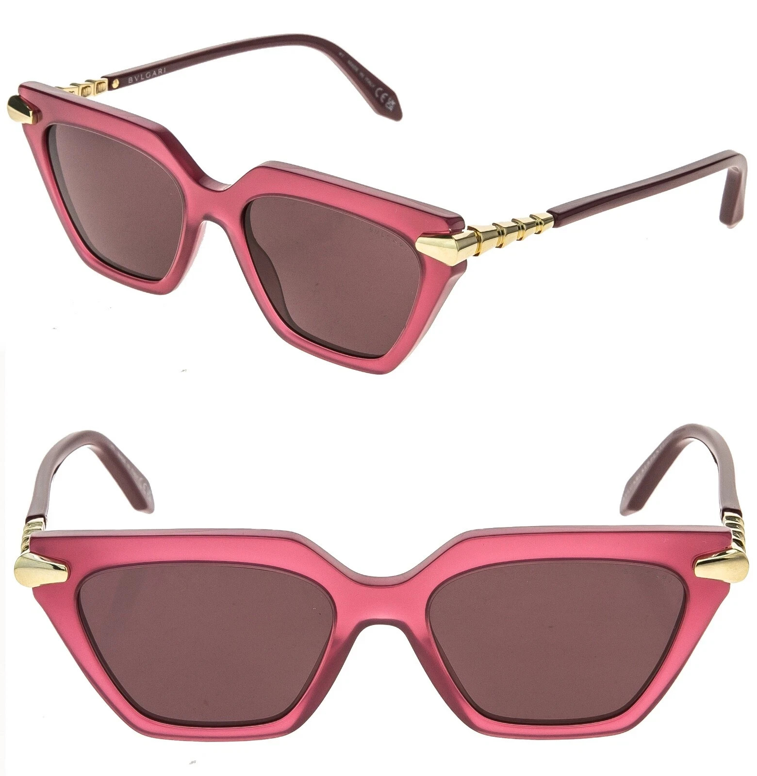 BVLGARI BV40031I 53-18-145 Pink Cat Eye Sunglasses Gold Detail