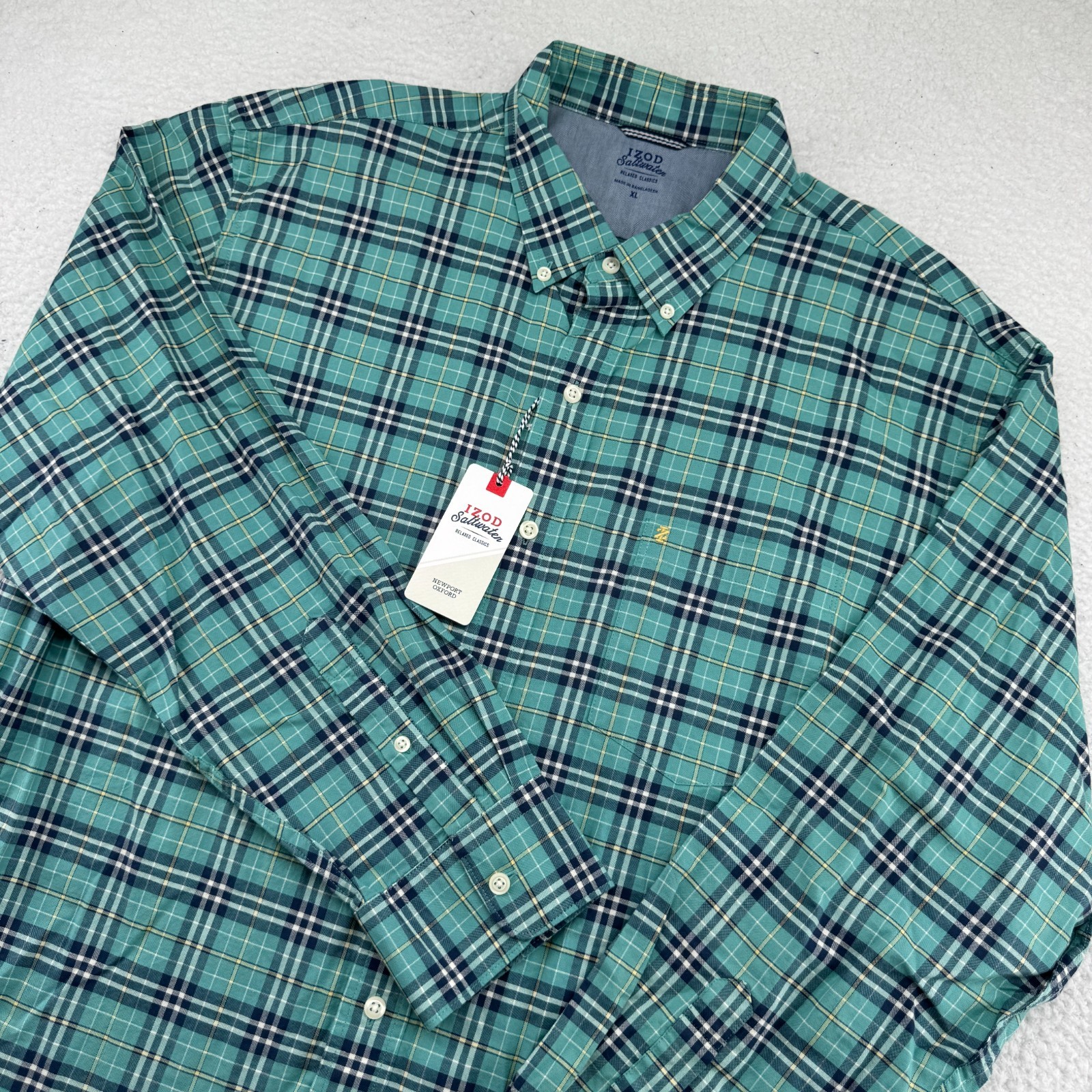 NWT IZOD Saltwater Newport Oxford Shirt Mens XL Agate Green Long Sleeve Button NWT IZOD Saltwater Newport Oxford Shirt Mens XL Agate Green Long Sleeve Button