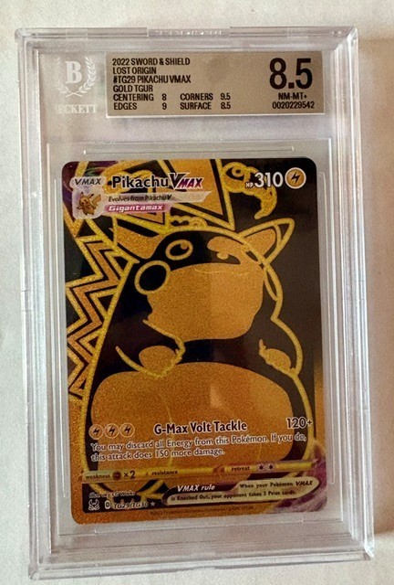 2022 Pokemon Pikachu VMAX Gold TG29/TG30 Lost Origin BGS 8.5 Trainer Gallery