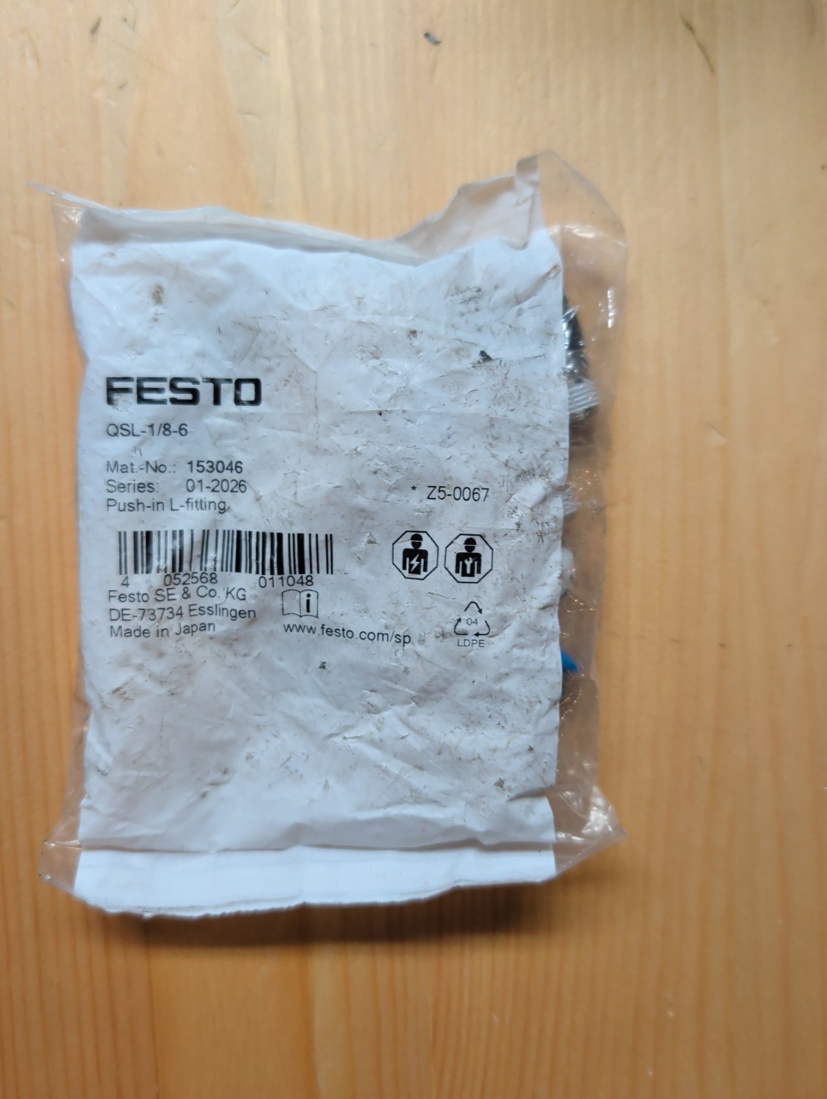10PCS/New In Box FESTO QSL-1/8-6 153046 Push-In L-Fitting