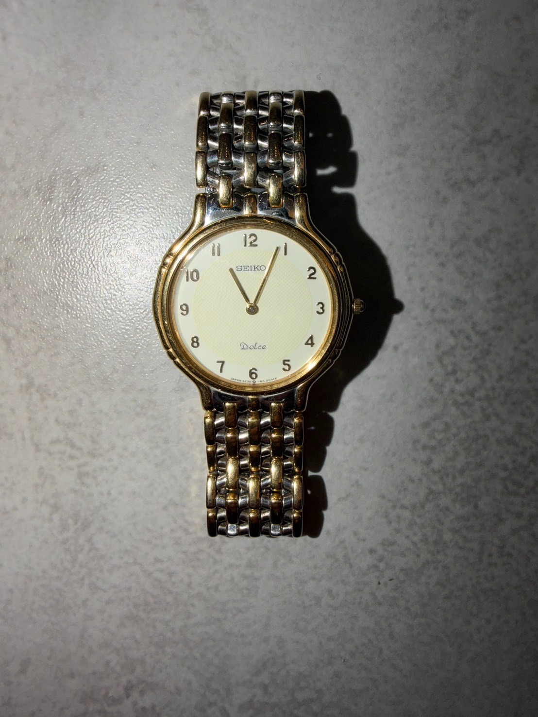 Vintage SEIKO Dolce 5E30-6A00 Quartz Men's Watch Two Tone Gold Japan