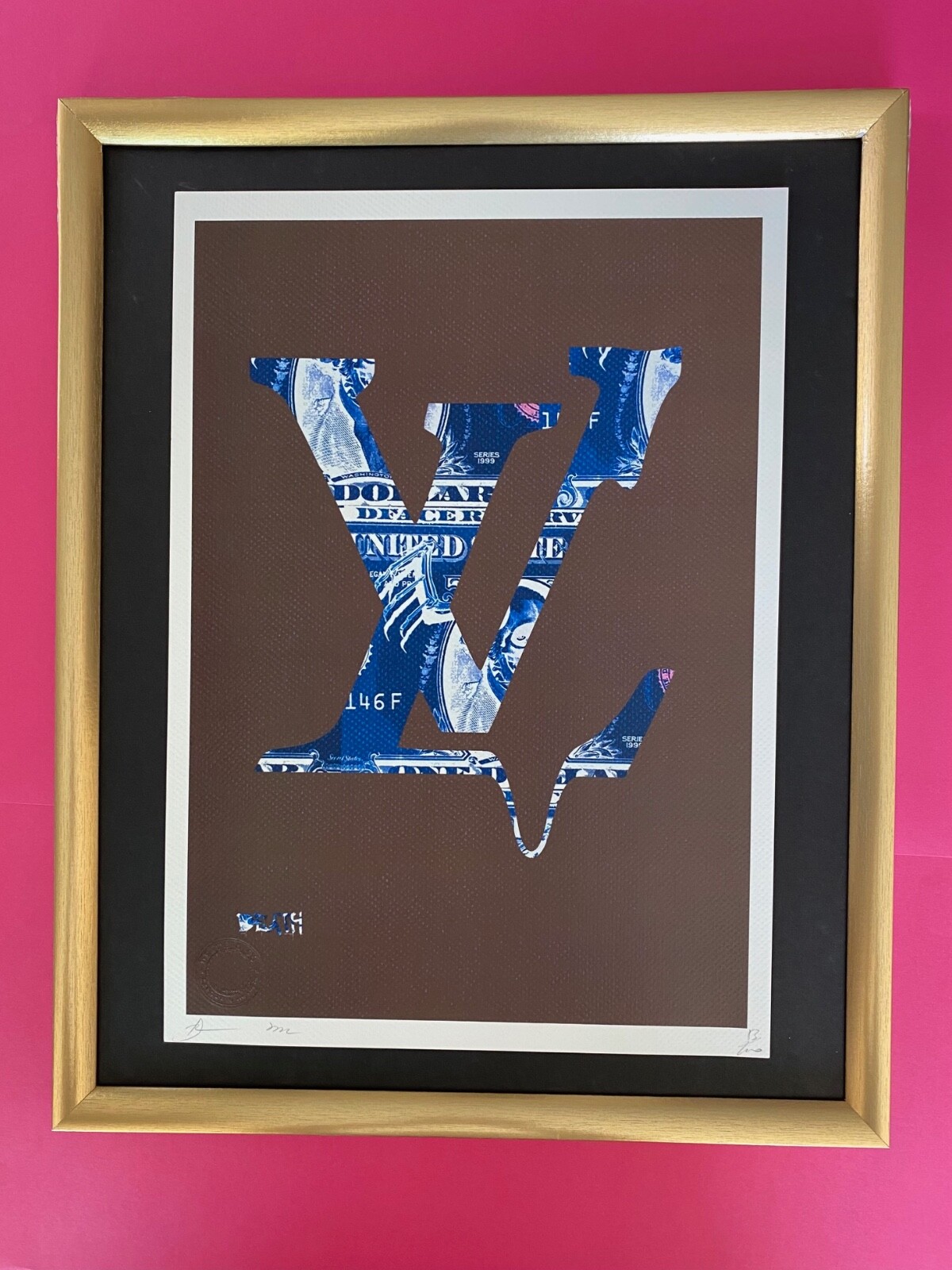 DEATH NYC Hand Signed LARGE Print Framed 16x20in LOUIS LUXURY DOLLARS