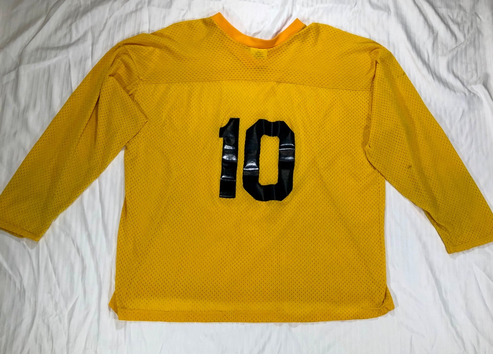 VTG 80s Athletic Sewing Mens XL Retro Maize & Blue #10 Mesh Jersey Brady Gallon