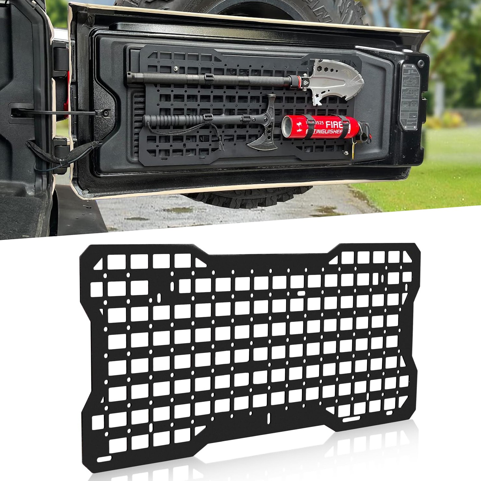 For 2007-26 Jeep Wrangler JK JKU JL JLU Rear Tailgate Molle Panel Organizer Rack