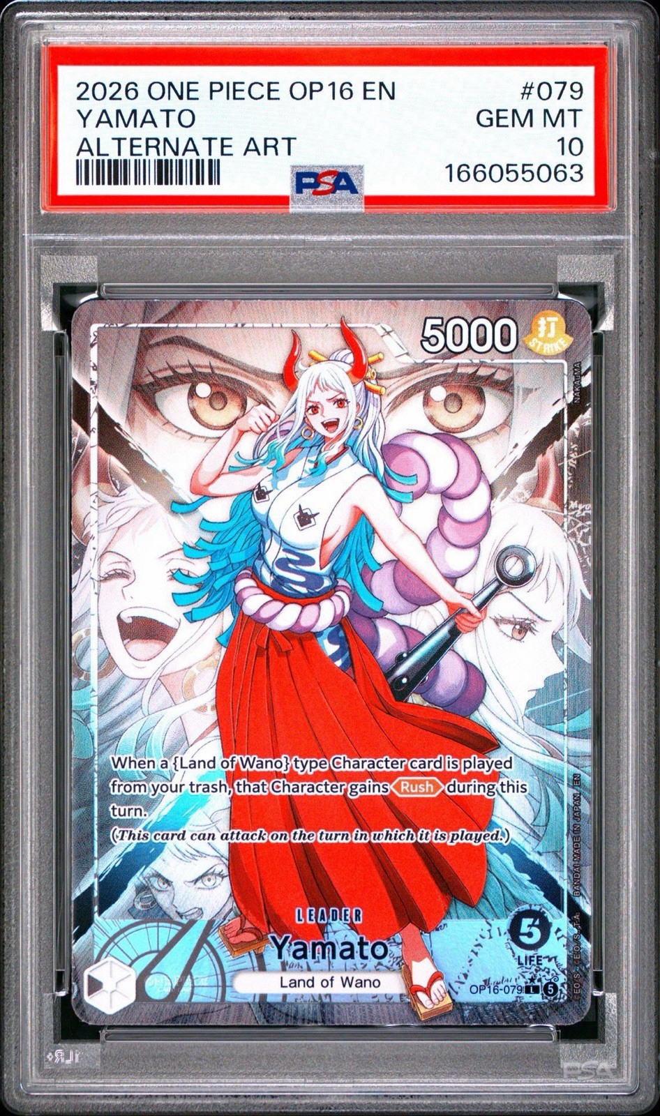 Yamato One Piece OP16 079 The Time Of Battle Alternate Art EN Bandai 2026 PSA 10