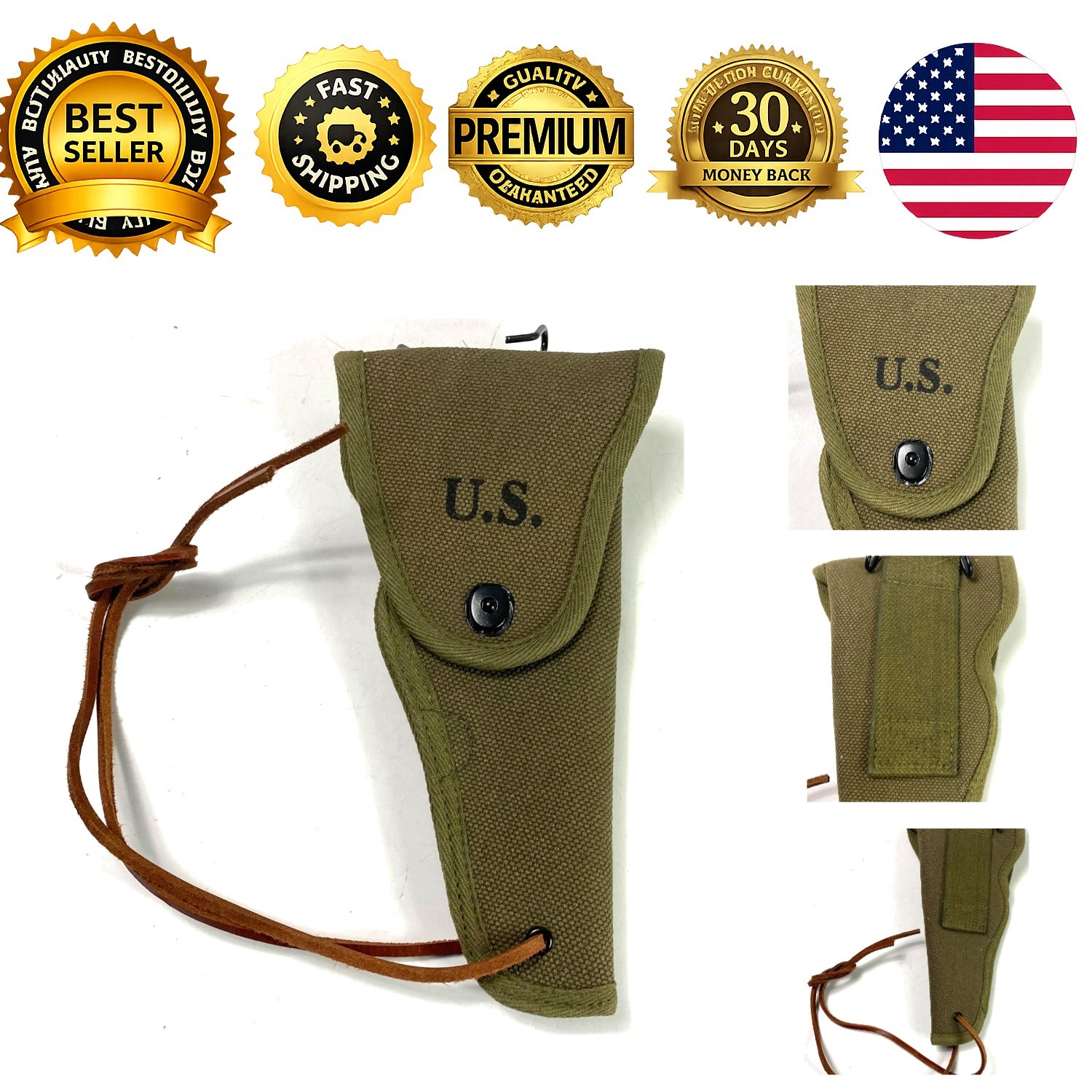 WWII WW2 Style M1916 .45 Canvas Holster Utility Holster for Colt M1911 and Simil