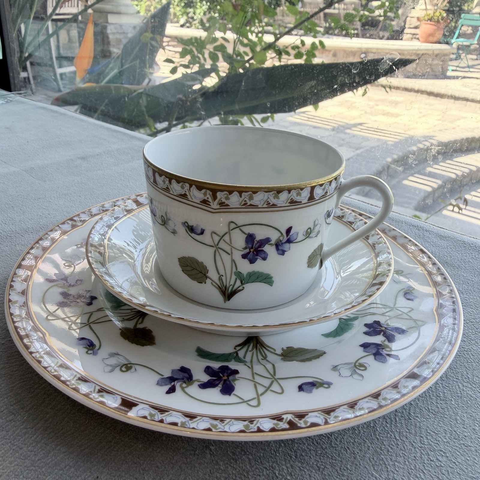 Vintage Haviland Limoges Imperatrice Eugenie Cup Saucer Plate Violet Floral