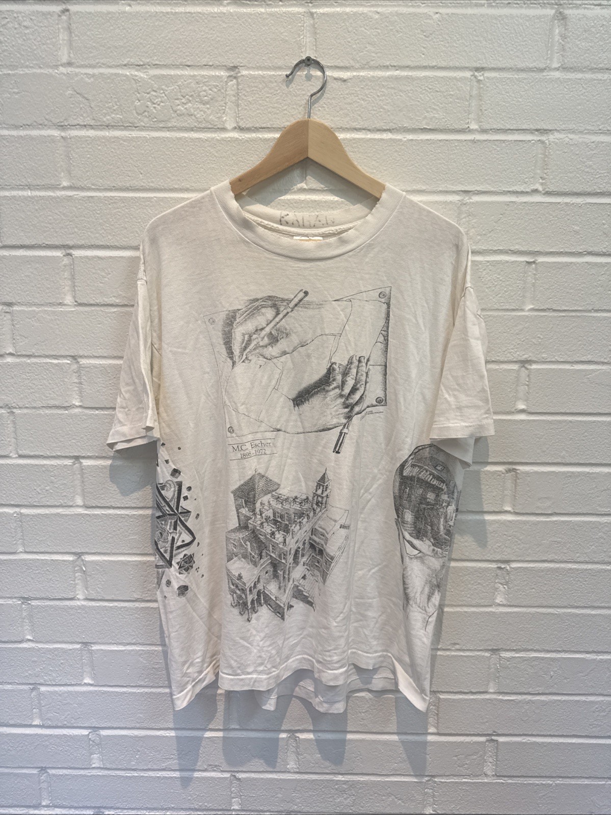 Vintage 1991 MC Escher AOP T Shirt XLTee Jay’s USA Single Stitch Art Graphic 90s