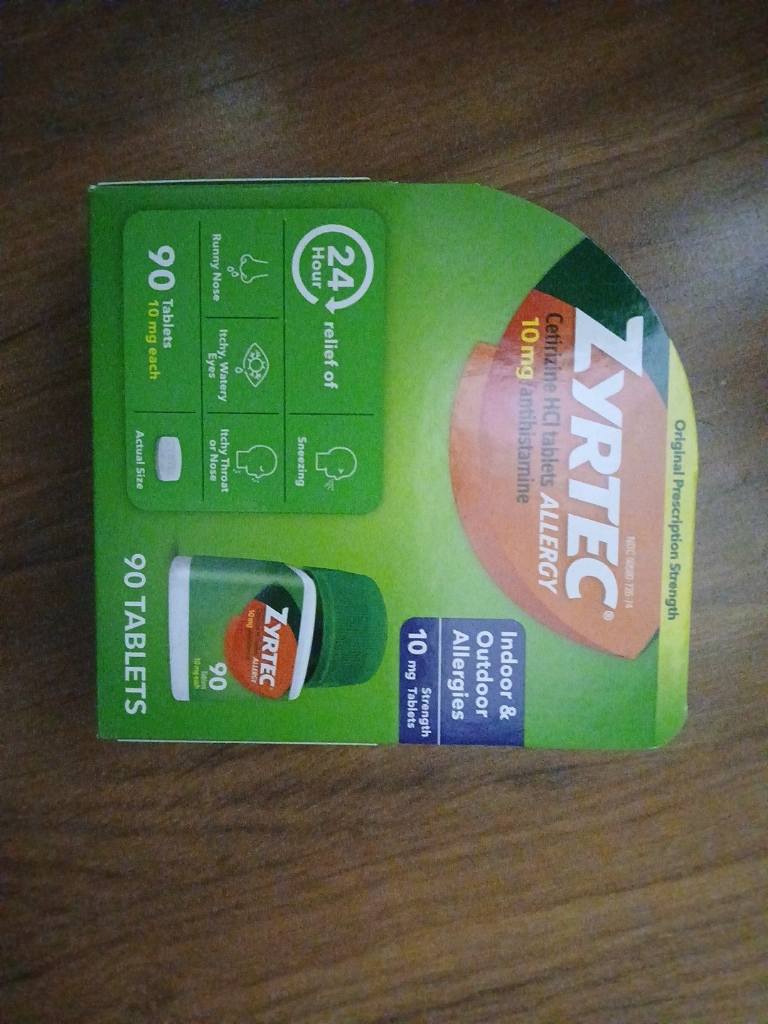Zyrtec 24HR Allergy Relief 10mg Tablets, 90 CT Exp 10/2027+ Zyrtec 24HR Allergy Relief 10mg Tablets, 90 CT Exp 10/2027+