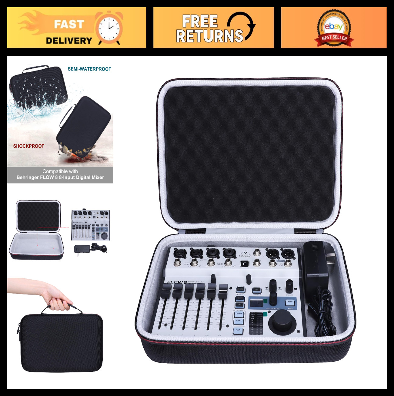 Hard Travel Case for 8-Input Digital Mixer, Compatible with FLOW 8, Durable Prot Hard Travel Case for 8-Input Digital Mixer, Compatible with FLOW 8, Durable Prot