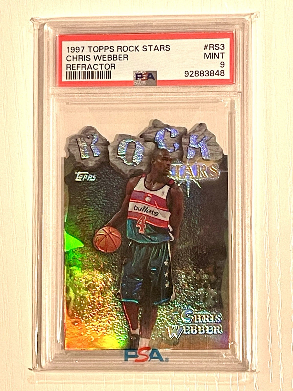 Chris Webber 1997 Topps #RS3 Refractor Rock Stars PSA 9 Chris Webber 1997 Topps #RS3 Refractor Rock Stars PSA 9