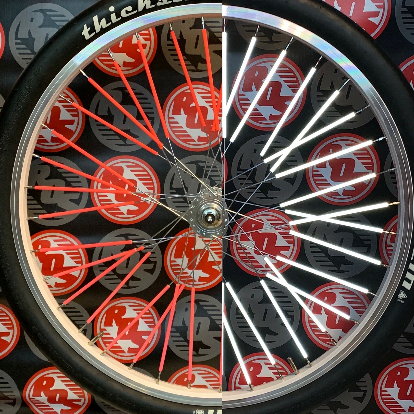 RIDE OUT SUPPLY -ROS-REFLECTIVE SPOKE SKINS - SPOKE COVERS - SE BIKE SPOKE SKINS