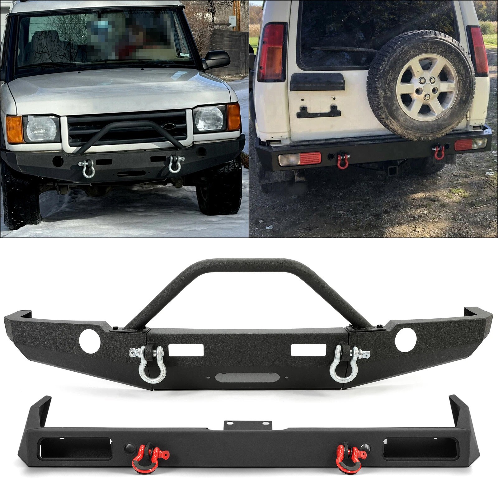 KUAFU For 1999-04 Land Rover Discovery 2 Steel Front/Rear Bumper W/ Winch Plate KUAFU For 1999-04 Land Rover Discovery 2 Steel Front/Rear Bumper W/ Winch Plate
