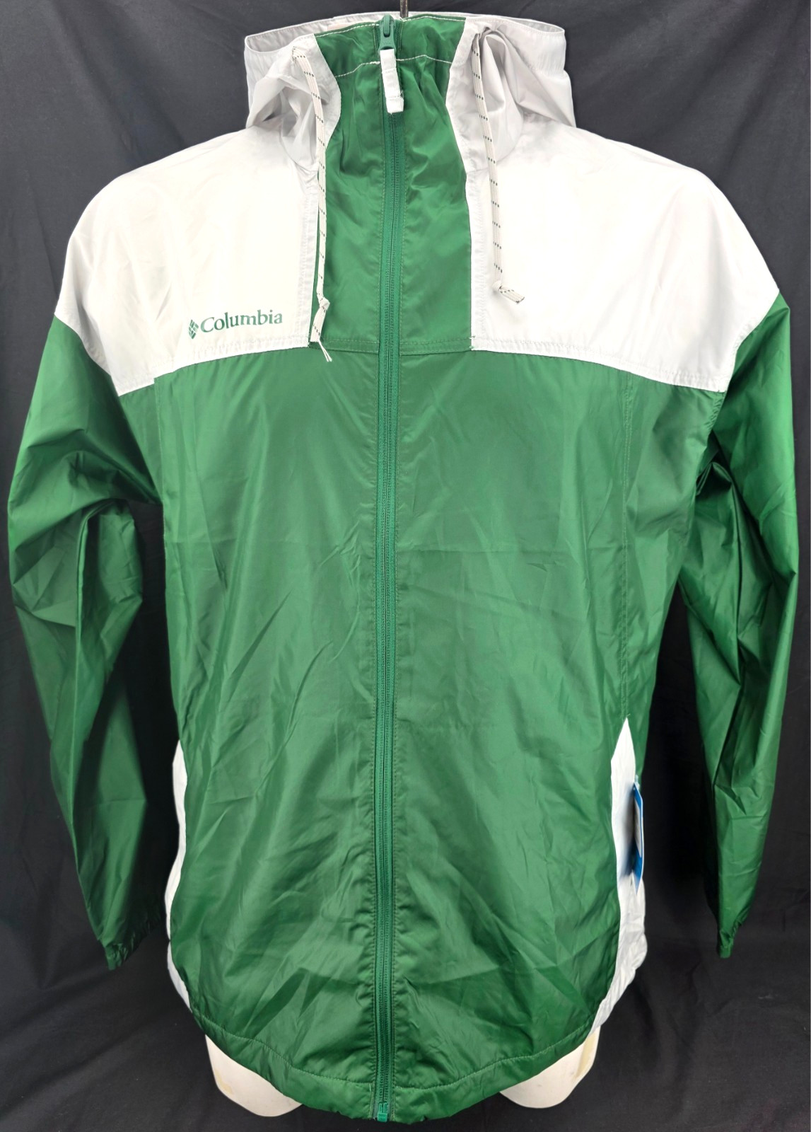 NEW Columbia Flash Challenger Full Zip Green Hooded Windbreaker Jacket Men\'s L