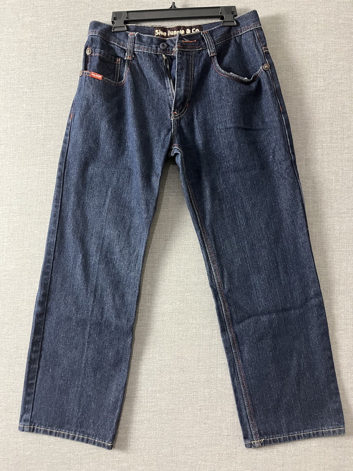 VTG 5ive Five Jungle Jeans Mens 34x32 Blue Y2K Wide Leg Baggy Colored Stitch